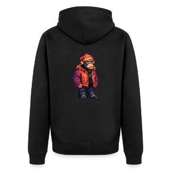 Singe Mode d’hiver - Veste à capuche bio Premium Unisexe - noir - Dos - Nico (187cm)