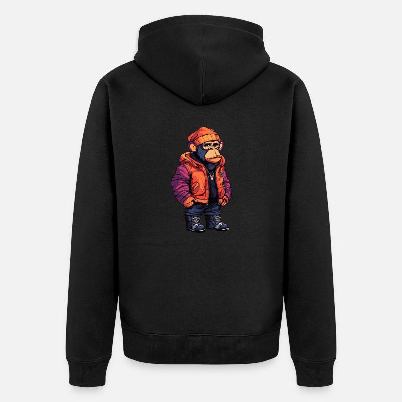 Singe Mode d’hiver - Veste à capuche bio Premium Unisexe - noir