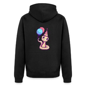 Schlange Kobra Geburtstag Comic - Unisex Premium Bio Zip Hoodie - Schwarz - Hinten - Nico (187cm)