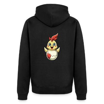 Happy Easter - Easter Chicken - Easter Egg - Gift - Unisex Premium Organic Zip Hoodie - black - Back - Nico (187cm)