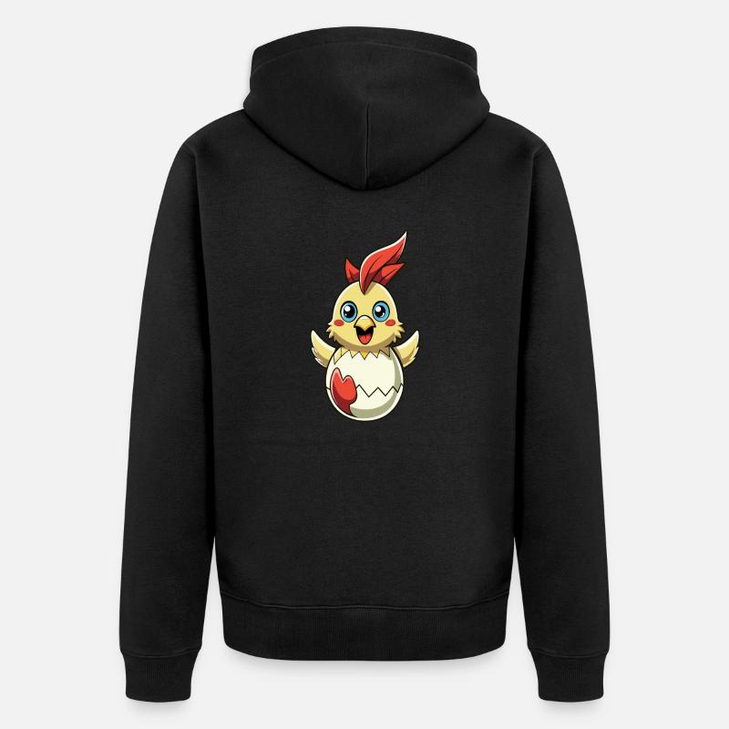 Happy Easter - Osterchicken - Osterei - Geschenk - Unisex Premium Bio Zip Hoodie - Schwarz