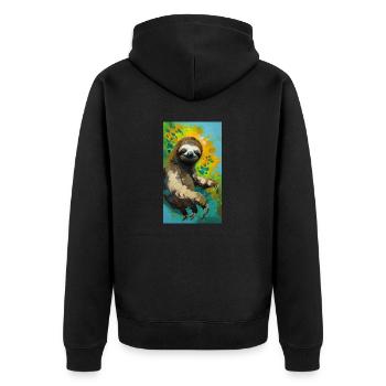 Peinture de paresseux Faultier gemälde kunst BD art - Veste à capuche bio Premium Unisexe - noir - Dos - Nico (187cm)