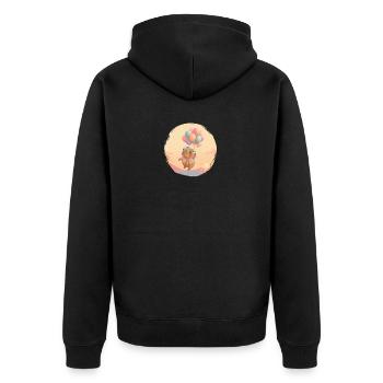 Luftballons Capybara - Unisex Premium Bio Zip Hoodie - Schwarz - Hinten - Nico (187cm)
