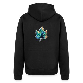 Ahorn Blatt holografisch - Unisex Premium Bio Zip Hoodie - Schwarz - Hinten - Nico (187cm)