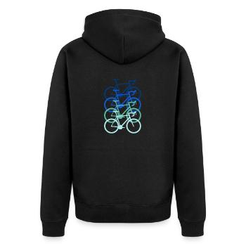Rennräder in Blau. Geschenk - Unisex Premium Bio Zip Hoodie - Schwarz - Hinten - Nico (187cm)
