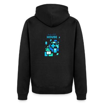 Bausteine Steine bauen spielen - Unisex Premium Bio Zip Hoodie - Schwarz - Hinten - Nico (187cm)