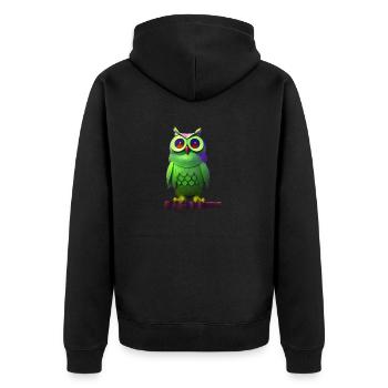 Hibou vert sur une branche - Veste à capuche bio Premium Unisexe - noir - Dos - Nico (187cm)