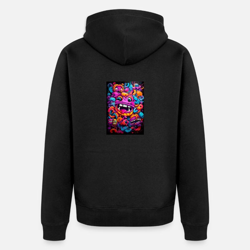 Monstre graffiti - Veste à capuche bio Premium Unisexe - noir