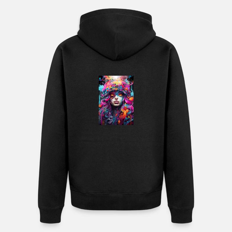Fille graffiti - Veste à capuche bio Premium Unisexe - noir