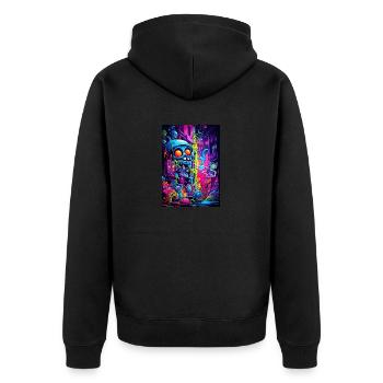 Graffiti Schädel - Unisex Premium Bio Zip Hoodie - Schwarz - Hinten - Nico (187cm)
