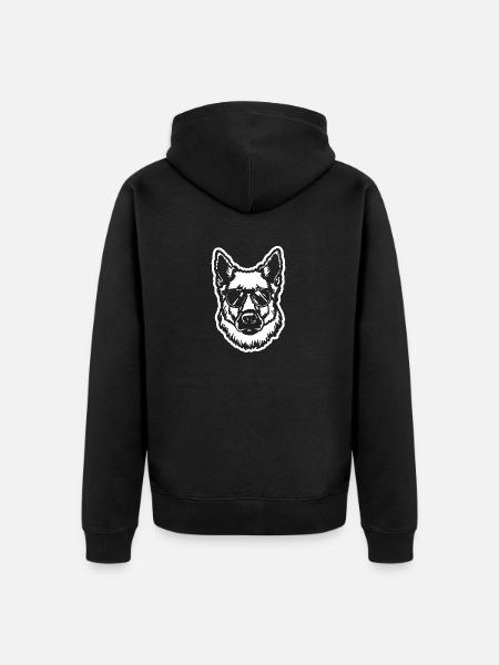 German Shepherd Dog Dog Head - Unisex Premium Organic Zip Hoodie - black