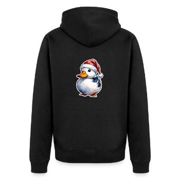 Dessin de Noël de canard - Veste à capuche bio Premium Unisexe - noir - Dos - Nico (187cm)