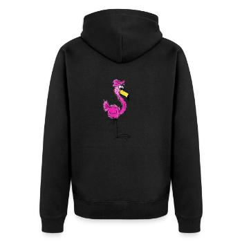 The Fladders - the flamingo - Unisex Premium Organic Zip Hoodie - black - Back - Nico (187cm)