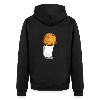 milk'n'cookie - Unisex Premium Bio Zip Hoodie - Schwarz - Hinten - Nico (187cm)
