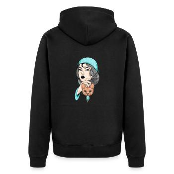 Femme chat - Veste à capuche bio Premium Unisexe - noir - Dos - Nico (187cm)