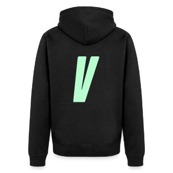 V - Unisex Premium Bio Zip Hoodie - Schwarz - Hinten - Nico (187cm)
