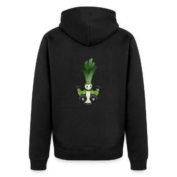 A bar of leeks with dumbbells while exercising - Unisex Premium Organic Zip Hoodie - black - Back - Nico (187cm)