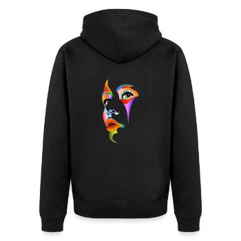 Gesicht bunt Lady Dame Mädchen Frau Maske Kosmetik - Unisex Premium Bio Zip Hoodie - Schwarz - Hinten - Nico (187cm)