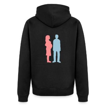 Homme pauvre femme enceinte - Veste à capuche bio Premium Unisexe - noir - Dos - Nico (187cm)