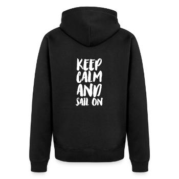 Keep calm and sail on - Unisex Premium Organic Zip Hoodie - black - Back - Nico (187cm)