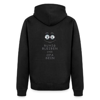 Opa sein - Unisex Premium Bio Zip Hoodie - Schwarz - Hinten - Nico (187cm)