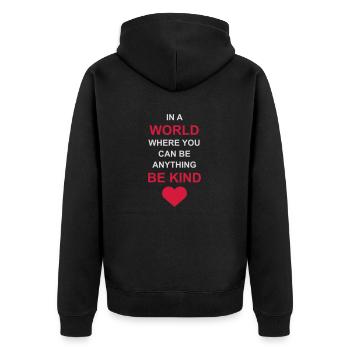you can be kind - Unisex Premium Bio Zip Hoodie - Schwarz - Hinten - Nico (187cm)