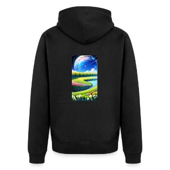 Landscape with 4 Areas, Generative AI - Unisex Premium Bio Zip Hoodie - Schwarz - Hinten - Nico (187cm)