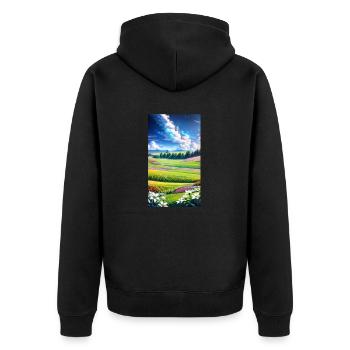 landscape, botanical, flora, climate, change - Unisex Premium Bio Zip Hoodie - Schwarz - Hinten - Nico (187cm)