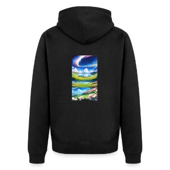 Landscape with 4 Areas - Unisex Premium Organic Zip Hoodie - black - Back - Nico (187cm)