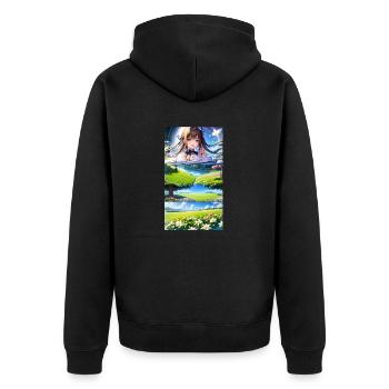 Landscape with 4 Areas, Generative AI - Unisex Premium Bio Zip Hoodie - Schwarz - Hinten - Nico (187cm)