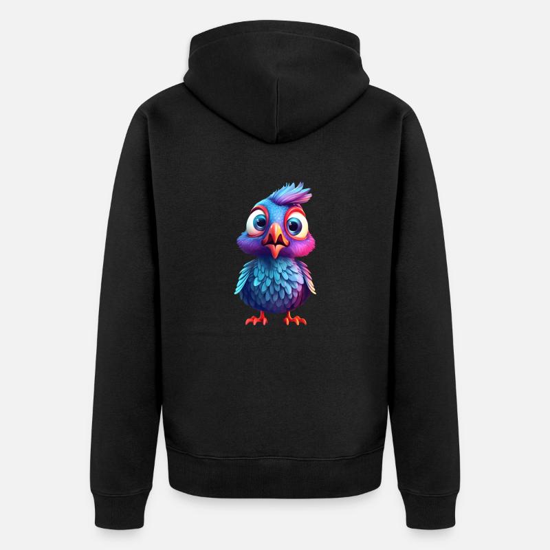 Bébé oiseau effrayé - Veste à capuche bio Premium Unisexe - noir