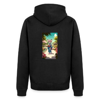 Journée sereine au jardin japonais - Veste à capuche bio Premium Unisexe - noir - Dos - Nico (187cm)