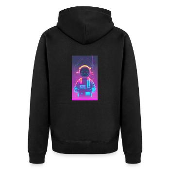 Cyber chill - Unisex Premium Bio Zip Hoodie - Schwarz - Hinten - Nico (187cm)