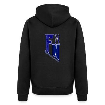 FN SEVENTY FOUR bleu - Veste à capuche bio Premium Unisexe - noir - Dos - Nico (187cm)