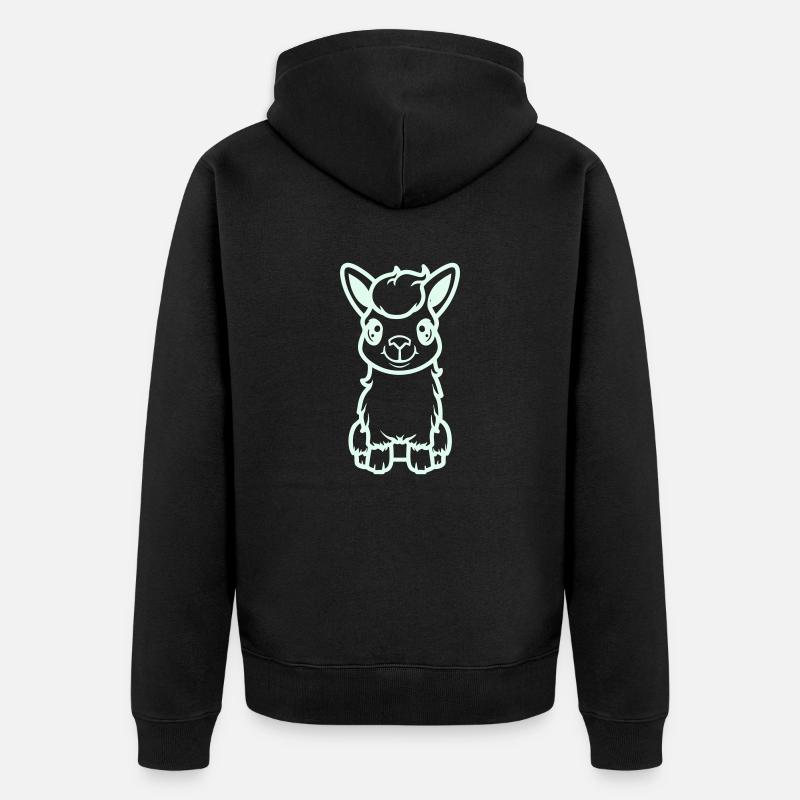 lama al paka comic - Unisex Premium Bio Zip Hoodie - Schwarz