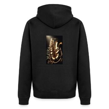 Saxophone - Unisex Premium Organic Zip Hoodie - black - Back - Nico (187cm)