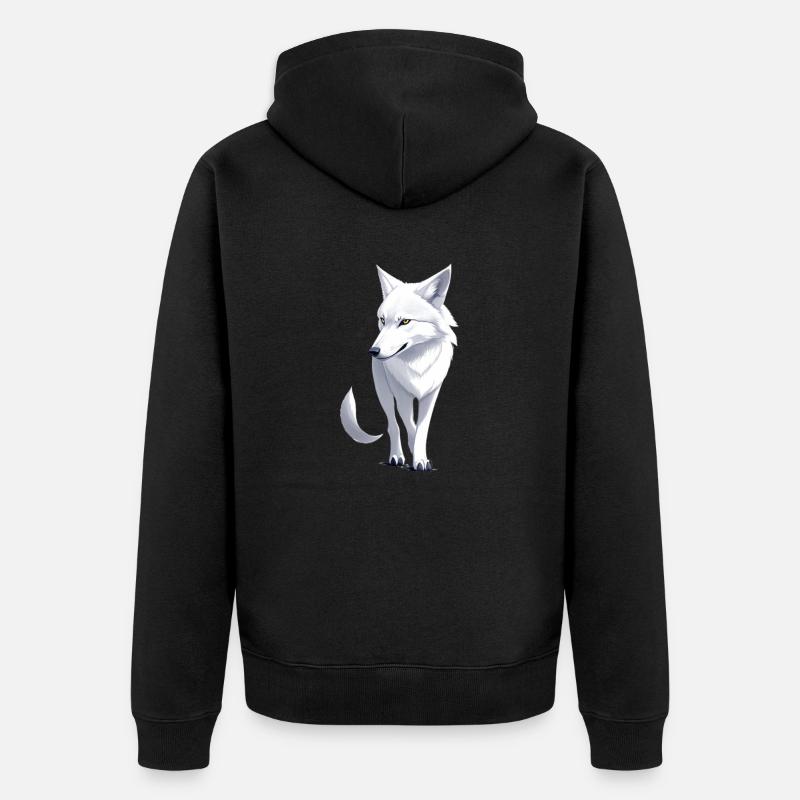 Weißer Wolf - Unisex Premium Bio Zip Hoodie - Schwarz