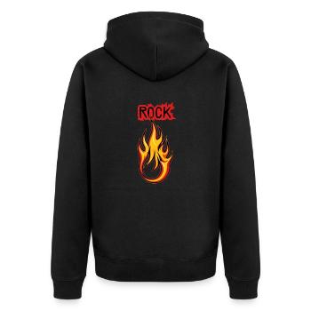 Rock Fire & Flame - Unisex Premium Organic Zip Hoodie - black - Back - Nico (187cm)