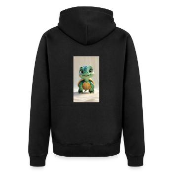 Skurrile 3D-animierte Schildkröte - Unisex Premium Bio Zip Hoodie - Schwarz - Hinten - Nico (187cm)