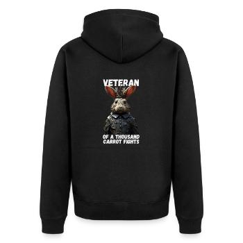 Veteran of a Thousand Carrot Fights - Unisex Premium Organic Zip Hoodie - black - Back - Nico (187cm)