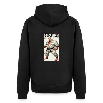 Finnish Karate MASTER - Unisex Premium Organic Zip Hoodie - black - Back - Nico (187cm)