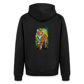 Tiger Painting Painting Comic Art Asia Animals - Unisex Premium Organic Zip Hoodie - black - Back - Nico (187cm)