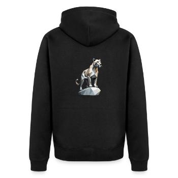 Mountain Lion - Cute Low Poly Cat - Unisex Premium Organic Zip Hoodie - black - Back - Nico (187cm)