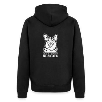 Welsh Corgi life is better Dog Saying Wilsigns - Unisex Premium Organic Zip Hoodie - black - Back - Nico (187cm)