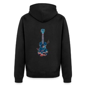 Fisch Ukulele - Unisex Premium Bio Zip Hoodie - Schwarz - Hinten - Nico (187cm)