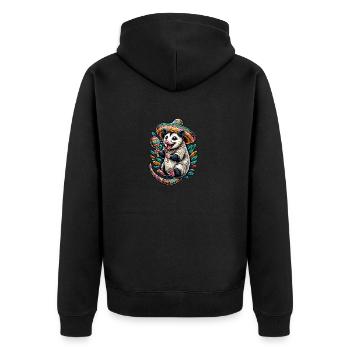 Funny opossum with sombrero and maracas - Unisex Premium Organic Zip Hoodie - black - Back - Nico (187cm)