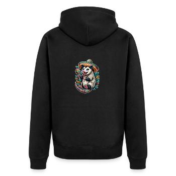 Funny opossum with sombrero and maracas - Unisex Premium Organic Zip Hoodie - black - Back - Nico (187cm)