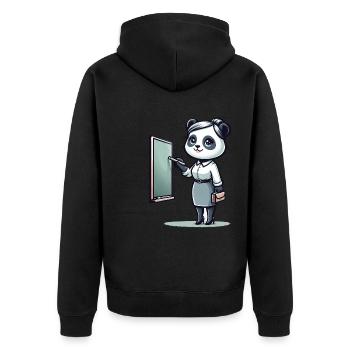 Cute Panda Teacher - Unisex Premium Bio Zip Hoodie - Schwarz - Hinten - Nico (187cm)
