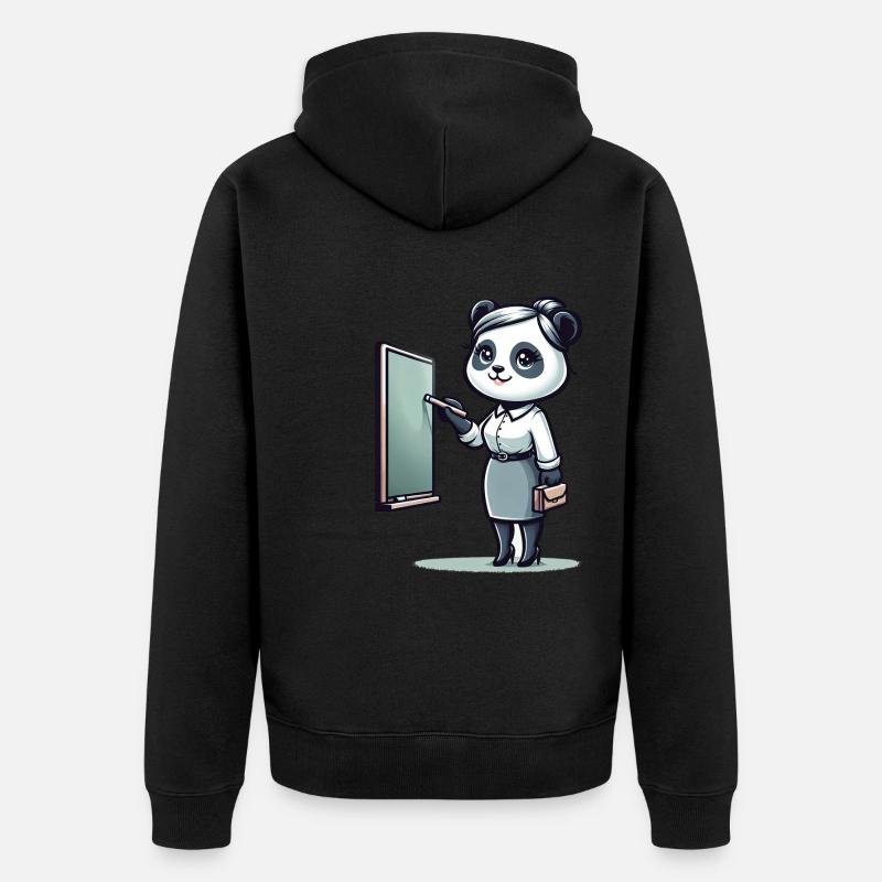 Professeur de panda mignon - Veste à capuche bio Premium Unisexe - noir