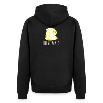 Lustige Biene nascht Majonaise - Unisex Premium Bio Zip Hoodie - Schwarz - Hinten - Nico (187cm)